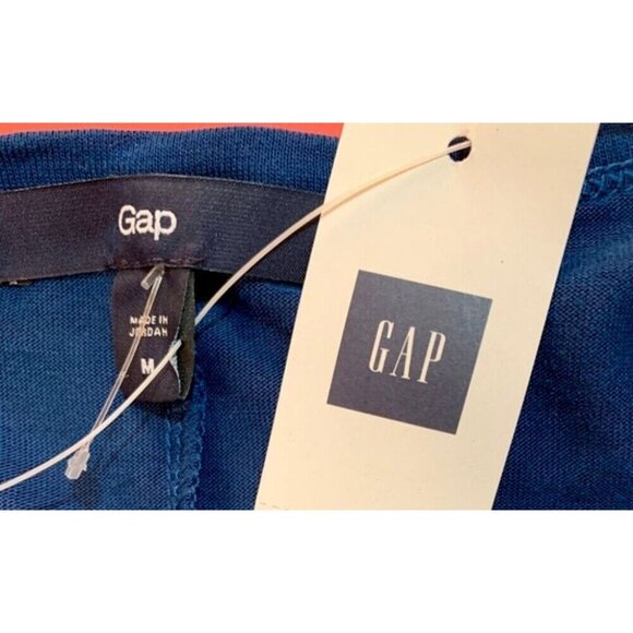 Gap M Solid Teal Blue Semi-Sheer V-Neckline Rayon Short Sleeve Tee - Picture 6 of 6